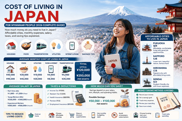 Cost of Living in Japan for Myanmar People (2026 Complete Guide)
